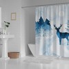 Watercolor Winter Landscape Trees Deer Restroom Shower Curtains, Waterproof Fabric