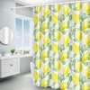 Watercolor Yellow Lemon Juice and Green Leaf Shower Curtain Set for Bathroom Decor