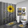 Waterdrop Grey Yellow Sunflower Shower Curtain For Bathroom Decor 