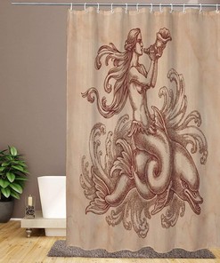 Waterfall Autumn Forest Leaf Shower Curtain, Decorative Bathroom Curtain with Nature Theme and VISALUNA Keyword