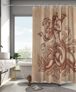 Waterfall Autumn Forest Leaf Shower Curtain, Decorative Bathroom Curtain with Nature Theme and VISALUNA Keyword