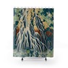 Waterfall Decor Japanese Woodblock Shower Curtain with Hokusai Art for Asian Bathroom Decor