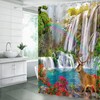 Waterfall Deer Forest Wildlife Moose Shower Curtain for Nature Lovers