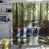 Waterfall Forest Lake Landscape Swan Shower Curtain