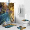 Waterfall Forest Landscape Waterproof Shower Curtain Set for Bathroom 