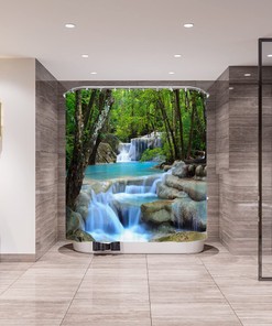 Waterfall Forest Shower Curtain Fabric Waterproof Heavy Duty