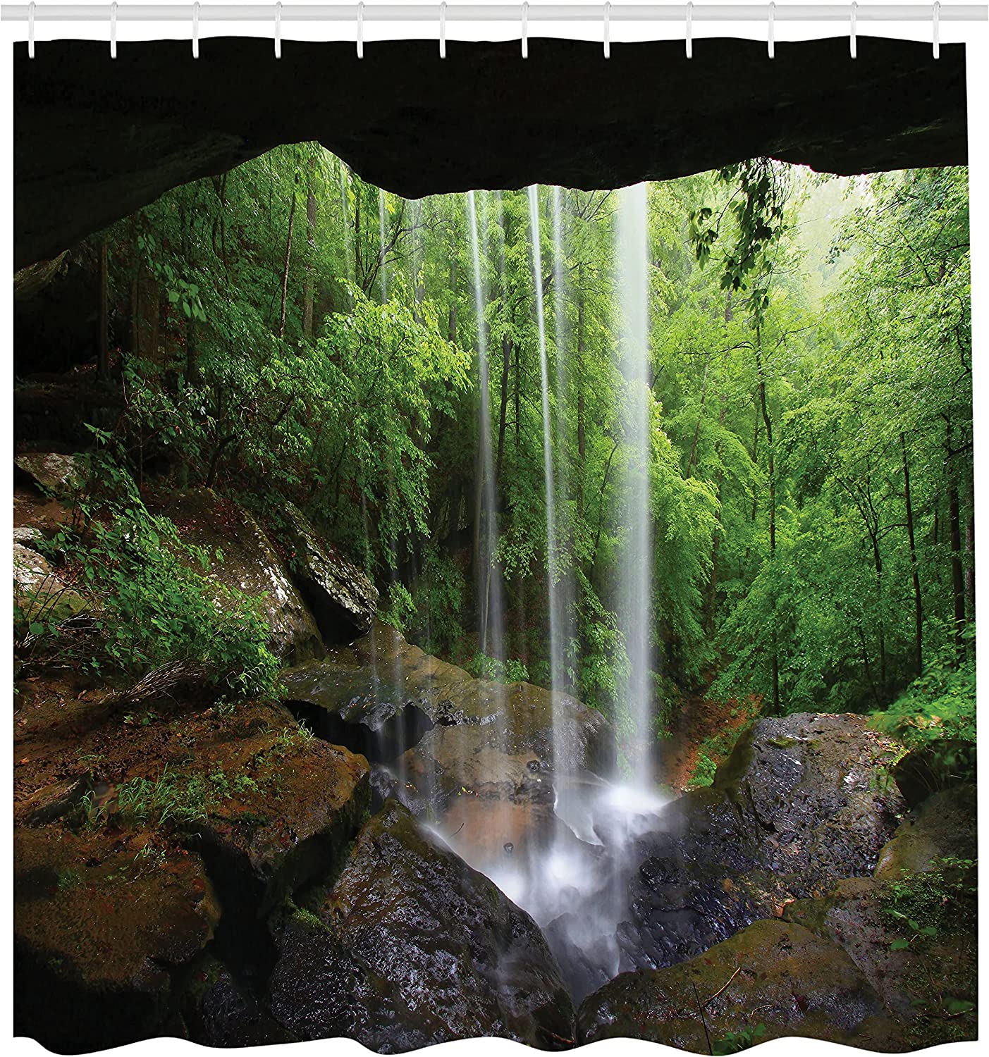 Waterfall In The Forest In Northern Alabama Habitat Ecosystem Scenery Natural Cave Shower Curtain - Image 2