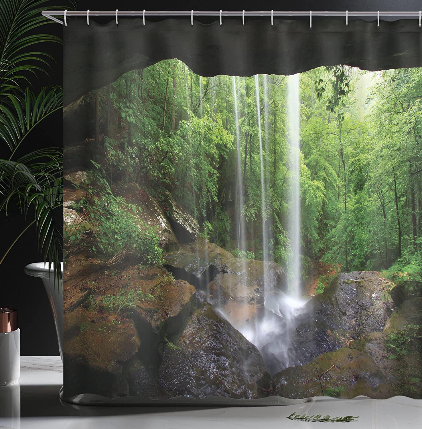 Waterfall In The Forest In Northern Alabama Habitat Ecosystem Scenery Natural Cave Shower Curtain - Image 3