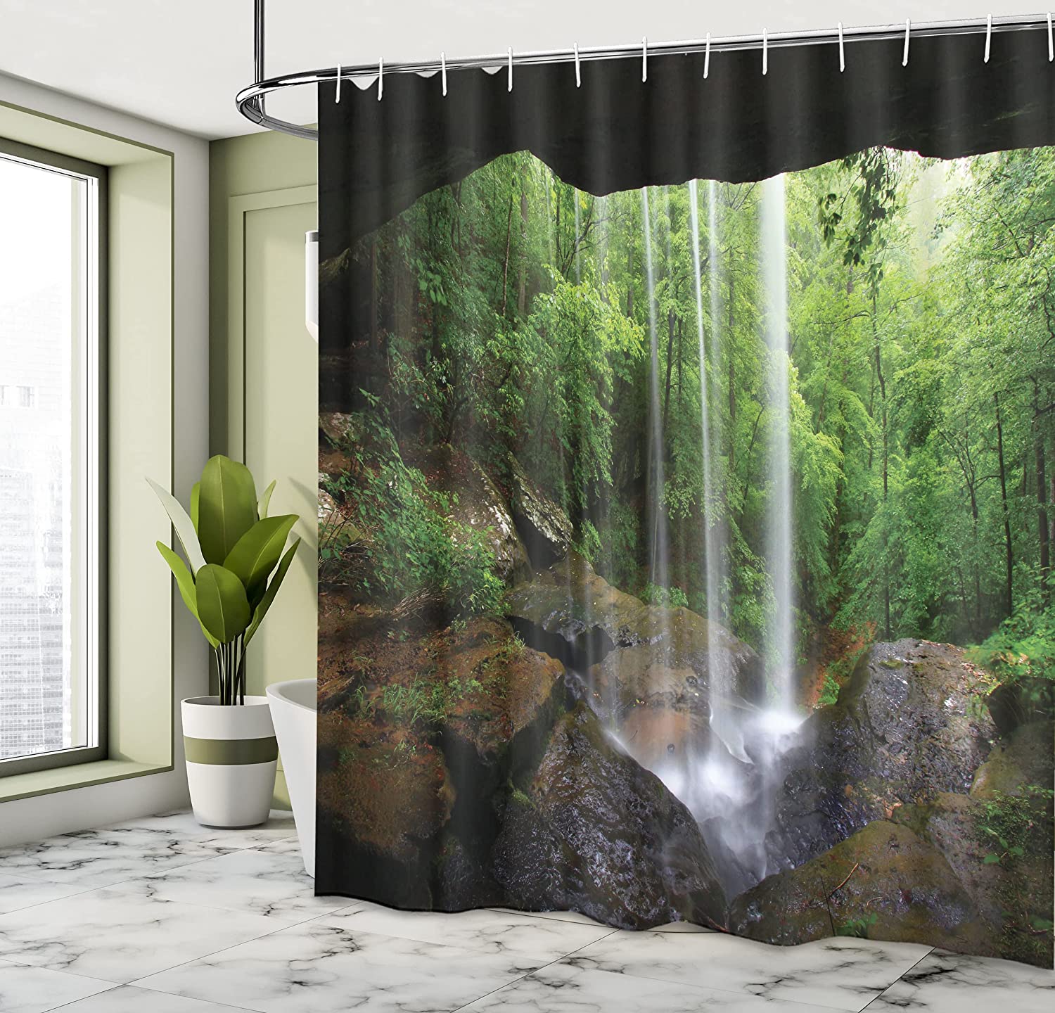 Waterfall In The Forest In Northern Alabama Habitat Ecosystem Scenery Natural Cave Shower Curtain - Image 4