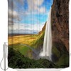 Waterfall Landscape Sky Shower Curtain For A Serene Bathroom Ambience.
