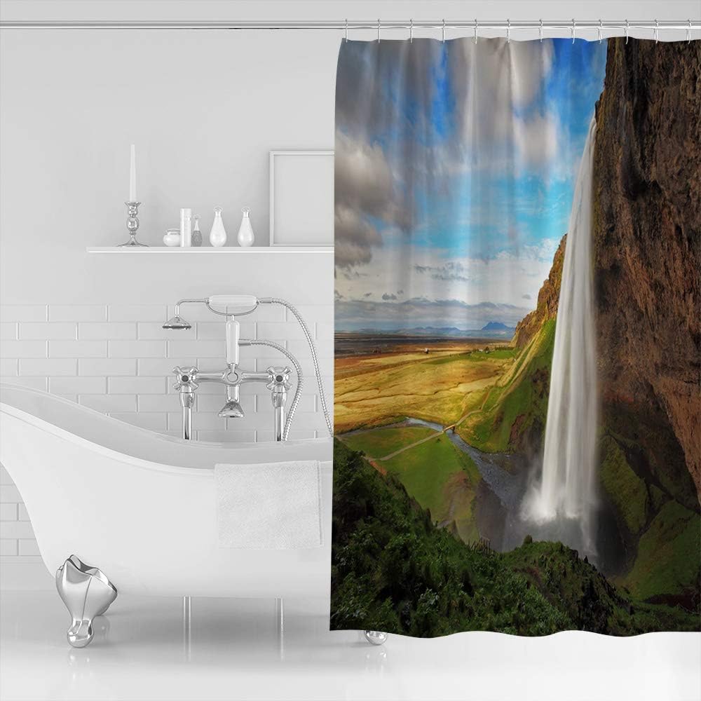 Waterfall Landscape Sky Shower Curtain For A Serene Bathroom Ambience. - Image 2