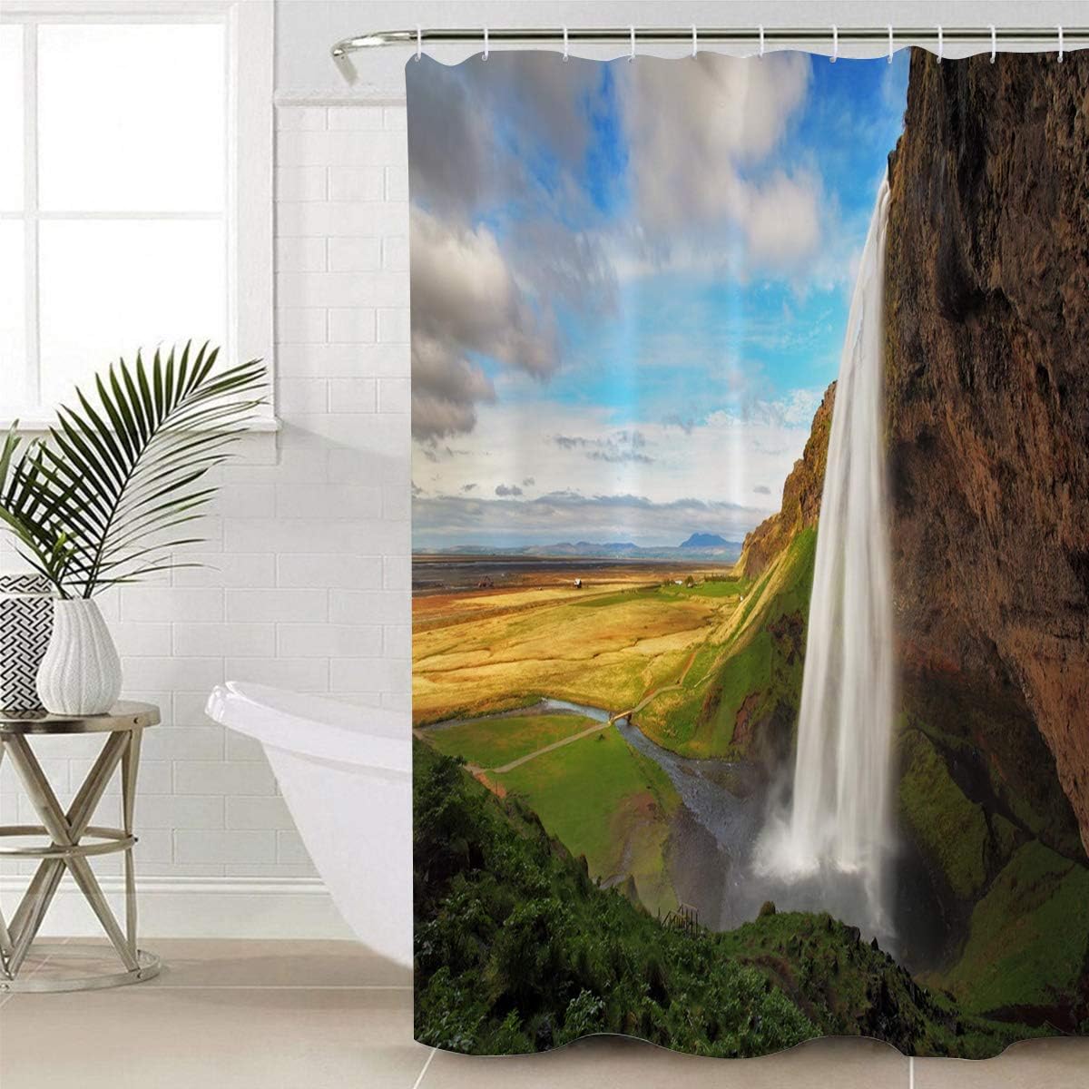 Waterfall Landscape Sky Shower Curtain For A Serene Bathroom Ambience. - Image 4