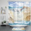 Waterfall Mountains Shower Curtain With A Marble Texture For Abstract Ocean Bathroom Decor