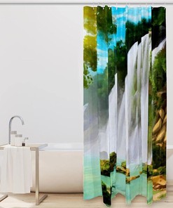 Waterfall Painting Shower Curtain to Bring the Serenity of Mountains into Your Bathroom