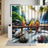 Waterfall Parrot Shower Curtain with Green Plant Bird Animal Natural Landscape - Fabric Bathroom Decor