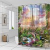 Waterfall Plant Shower Curtain Spring Flower Peacock Floral Eiffel Tower Bathroom Fabric