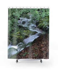 Waterfall Print Shower CurtainSerene Bathroom Decor for Women & Nature Lovers