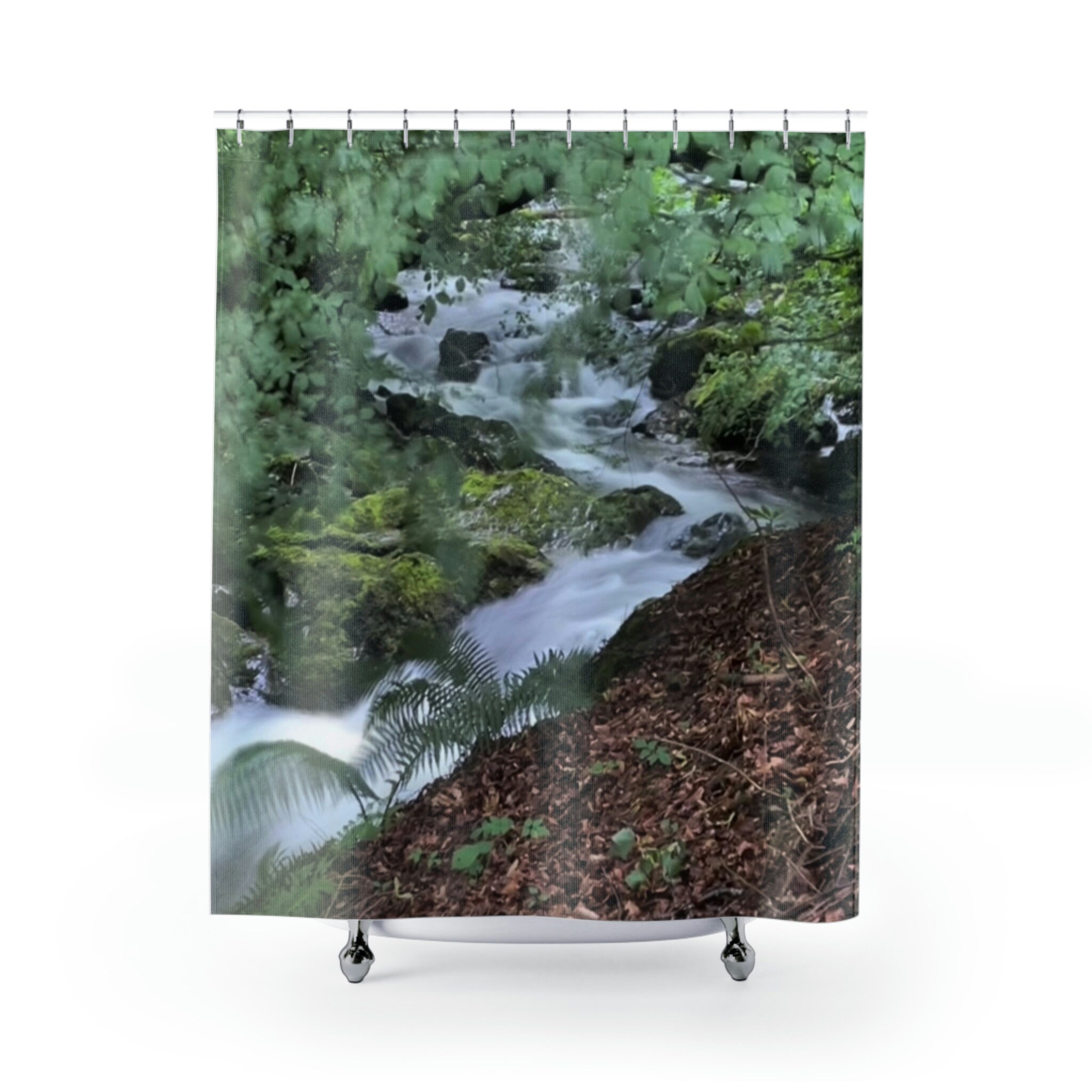 Waterfall Print Shower CurtainSerene Bathroom Decor for Women & Nature Lovers