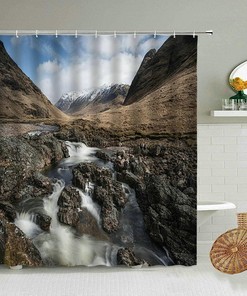 Waterfall Rock Bathroom Decors Waterproof Shower Curtain for a Relaxing and Inviting Bathroom Atmosphere