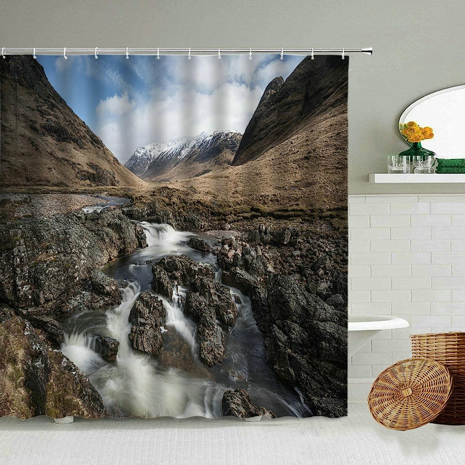 Waterfall Rock Bathroom Decors Waterproof Shower Curtain for a Relaxing and Inviting Bathroom Atmosphere