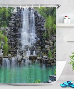 Waterfall Scenery Bathroom Curtain Printing Shower Curtain - Washable Fabrics Home Decor Screen