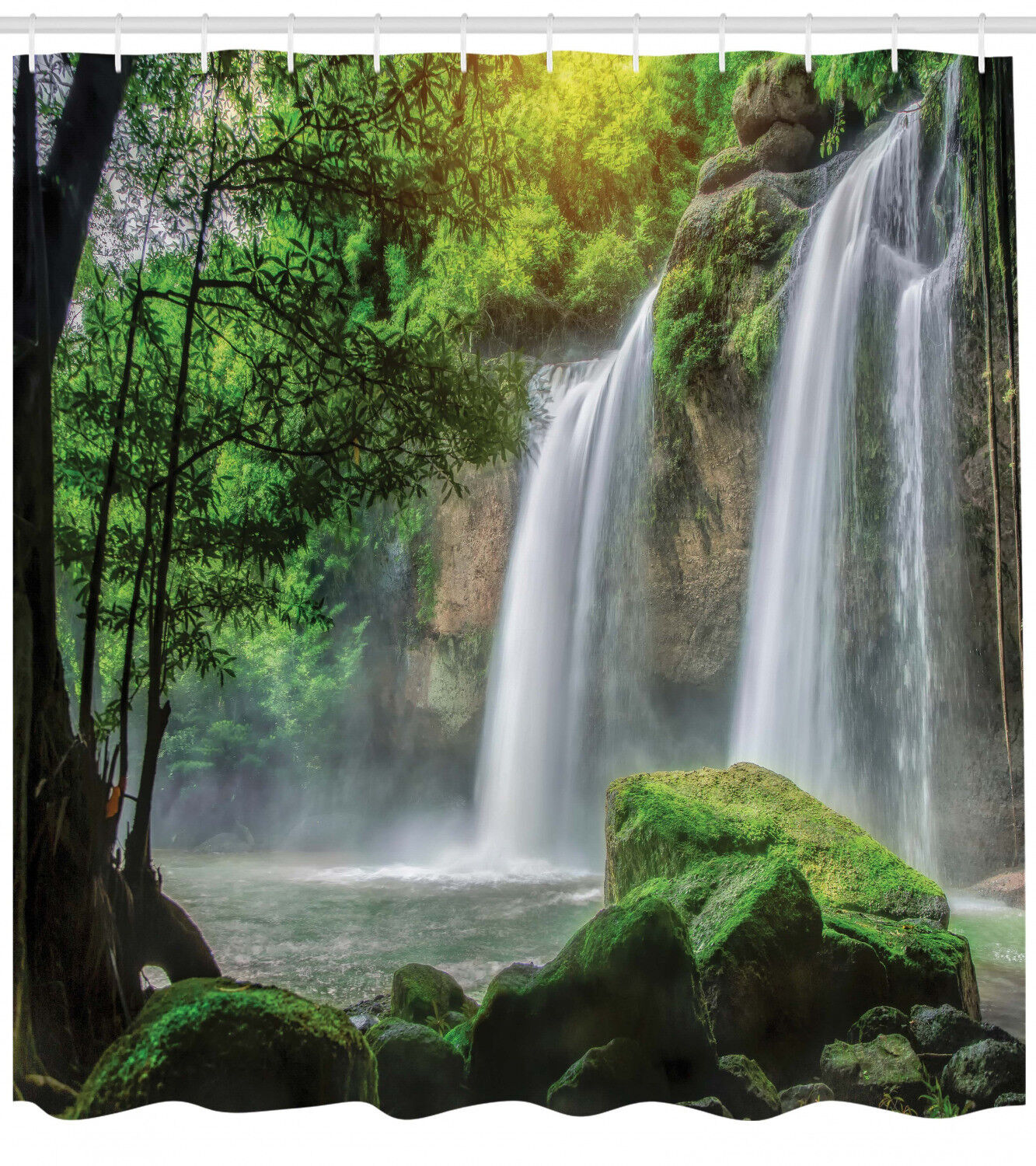 Waterfall Scenery Shower Curtain For Nature Bathroom Decor - Image 2