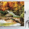 Waterfall Shower Curtain, Autumn Woodland Creekside Print, Cloth Fabric Bathroom Decor, Orange And Brown