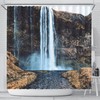 Waterfall Shower Curtain - Black Bathroom Decor With Nature Landscape Design