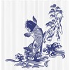 Waterfall Shower Curtain Featuring Kois, Japanese Traditional Ink Painting Style- Fabric Bathroom Dcor 