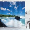 Waterfall Shower Curtain, Niagara Waterfall Photographic Print, Cloth Fabric Bathroom Decor, Blue And Green