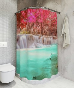 Waterfall Shower Curtain for Peaceful Bathroom Decor 