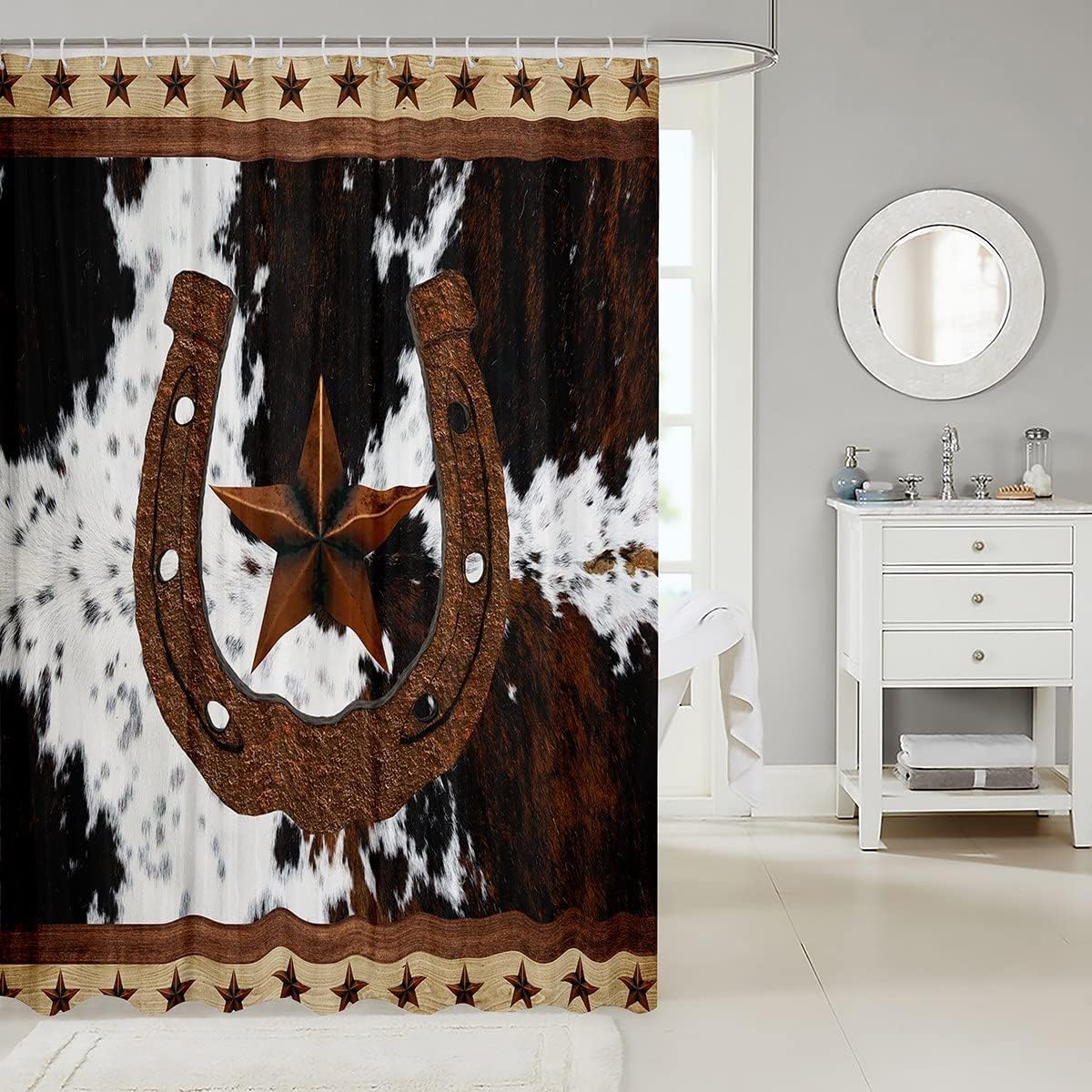 Waterfall Shower Curtain with Nature Forest Green Tropical Landscape