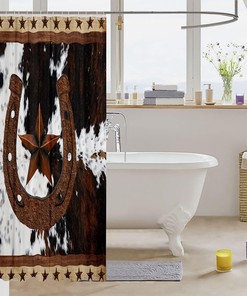 Waterfall Shower Curtain with Nature Forest Green Tropical Landscape
