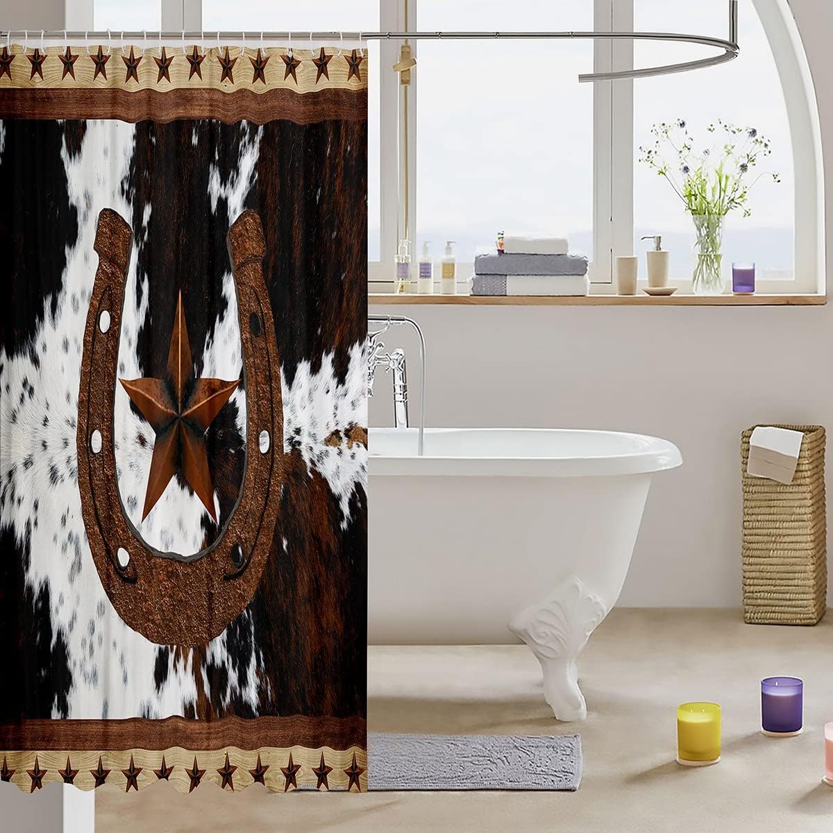 Waterfall Shower Curtain with Nature Forest Green Tropical Landscape