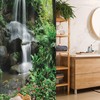 Waterfall Stall Shower Curtain, Majestic Jungle Garden Print, Fabric Bathroom Decor, Brown And White