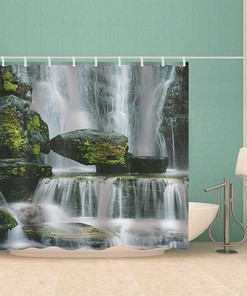 Waterfall Stones White Shower Curtain Liner, Waterproof and Stylish for Modern Bathroom
