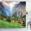 Waterfall Sunlight Landscape Shower Curtain for Refreshing Bathroom Decor