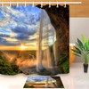 Waterfall Sunset Shower Curtain and Bathroom Mat Set - Waterproof Fabric, Beautifully Coordinated Bathroom Decor