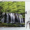 Waterfall Tree Rock Shower Curtain - Scenery Print for Vintage Bathroom