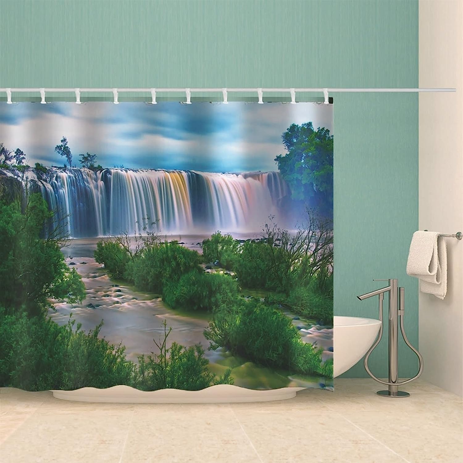 Waterfall Trees Shower Curtain: Add A Country Charm To Your Farmhouse Bathroom Decor