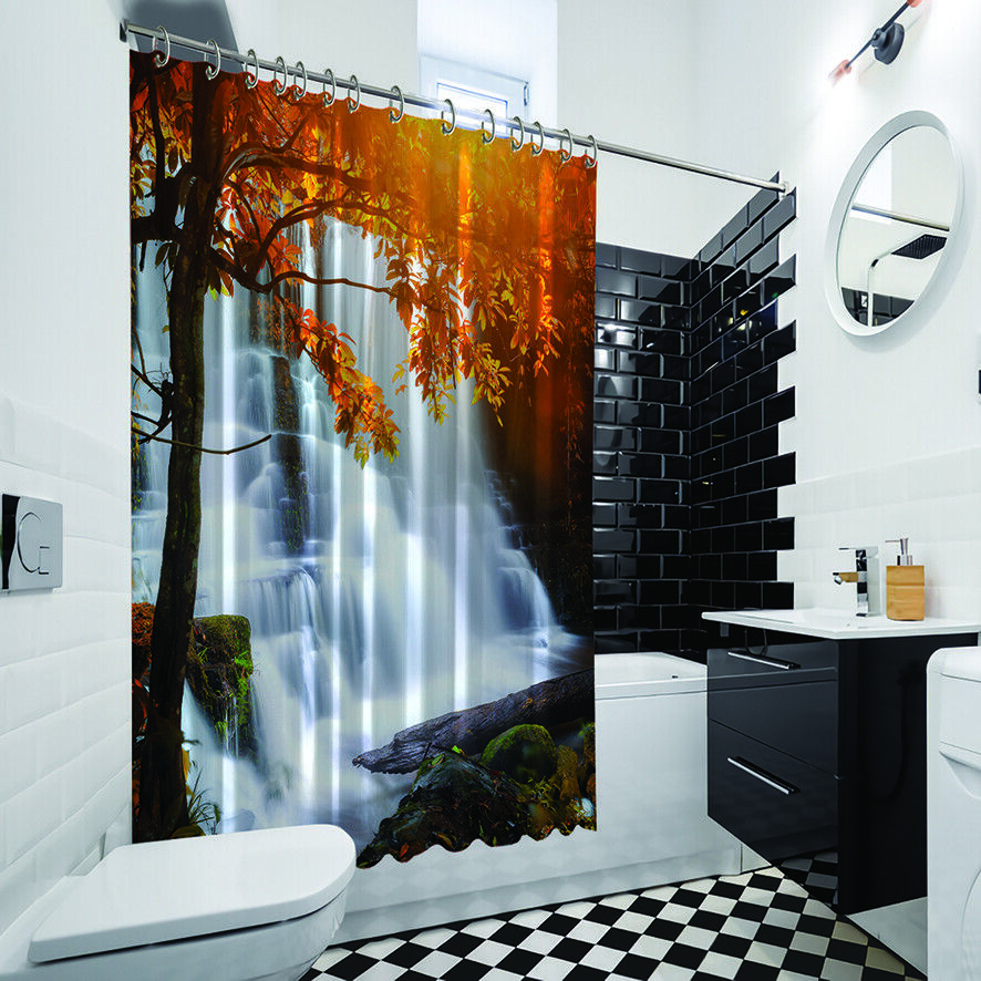 Waterfall Tropical Rainforest Nature Shower Curtain For A Relaxing Bath - Image 4