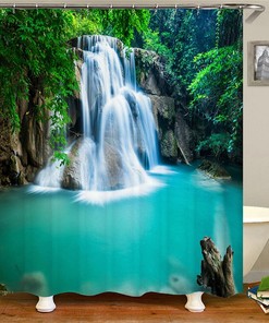 Waterfall View Shower Curtain for a Breezy Nature-Inspired Bathroom Decor 