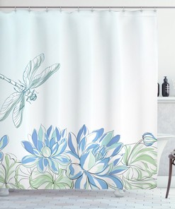 Waterlilies Nature Dragonfly Shower Curtain For A Calming Bath