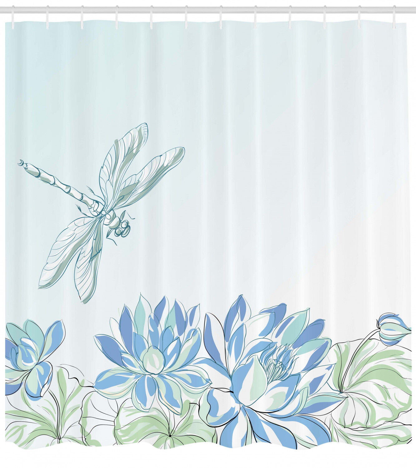 Waterlilies Nature Dragonfly Shower Curtain For A Calming Bath - Image 2