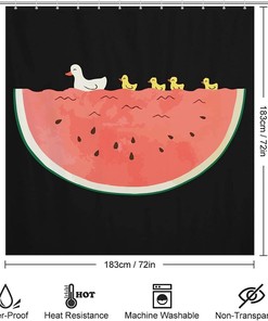 Watermelon Duck Shower Curtain - Cute Fabric Shower Curtain Bathroom Decor