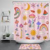 Watermelon and Moon in Mushroom Rainbows Shower Curtain - Water-Resistant Bathroom Set
