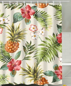 Watermelon and Pineapple Tropical Shower Curtain 