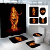 Waterproof 3D Flame Tiger Black Shower Curtain With 180X180 Size