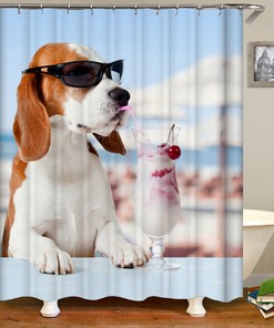 Waterproof 3D Pet Puppy Dog Animals Bathroom Shower Curtain