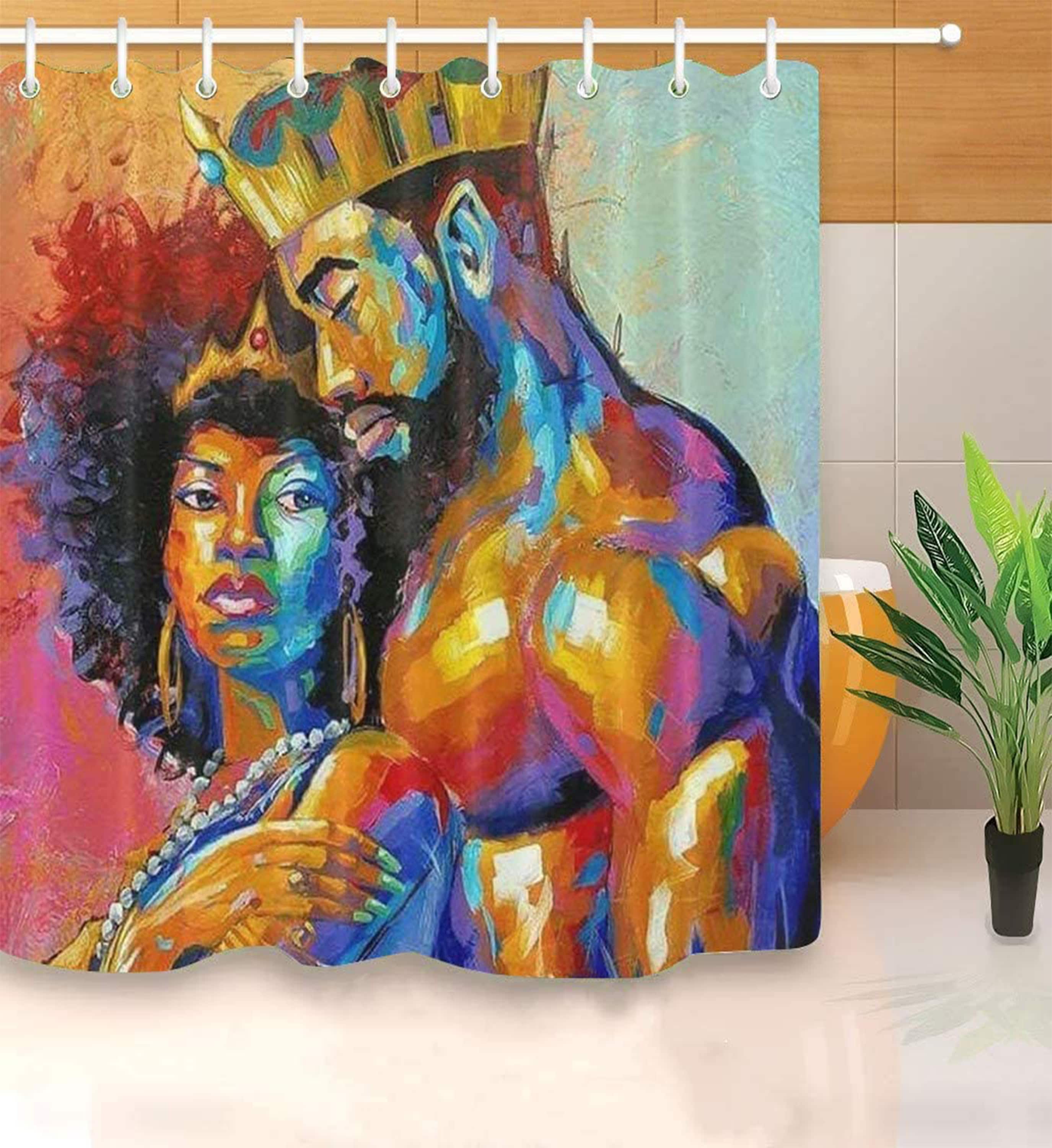 Waterproof African American Stall Shower Curtain
